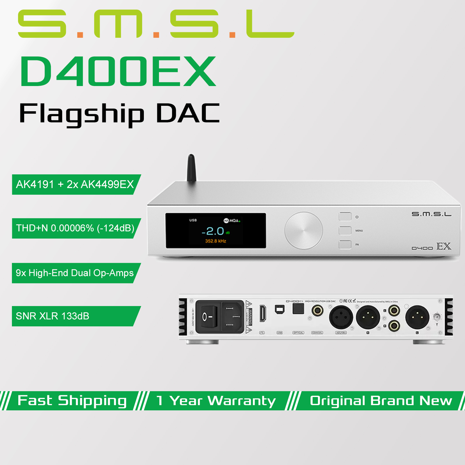 SMSL D400EX Hi-Res Audio Decod - đánh giá và giá Dac Usb Coaxial Optical Bluetooth