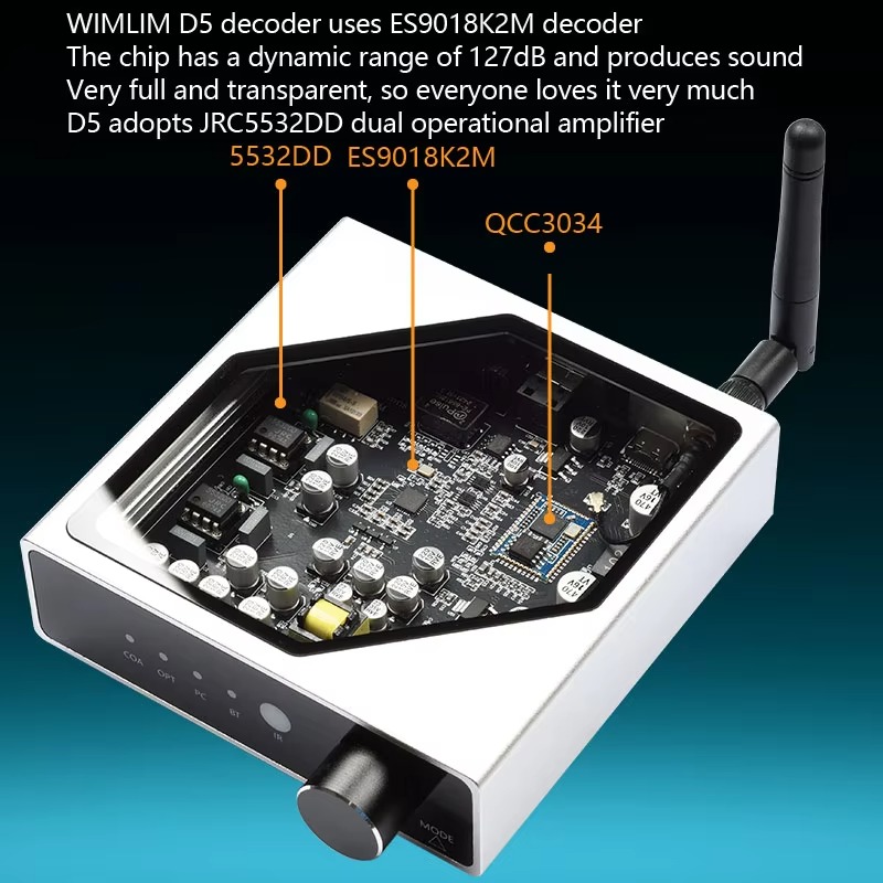 D5 Lossless Audio Decoder QCC3 - đánh giá và giá Dac Usb Coaxial Optical Bluetooth