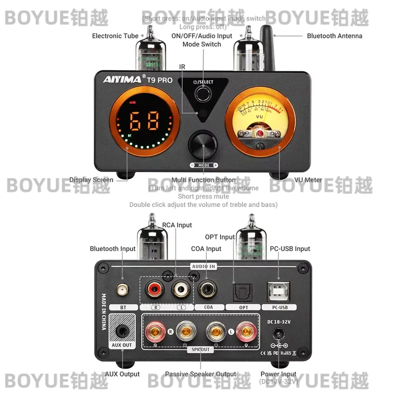 AIYIMA T9 Pro Vacuum Tube Ampl - đánh giá và giá Dac Usb Coaxial Optical Bluetooth